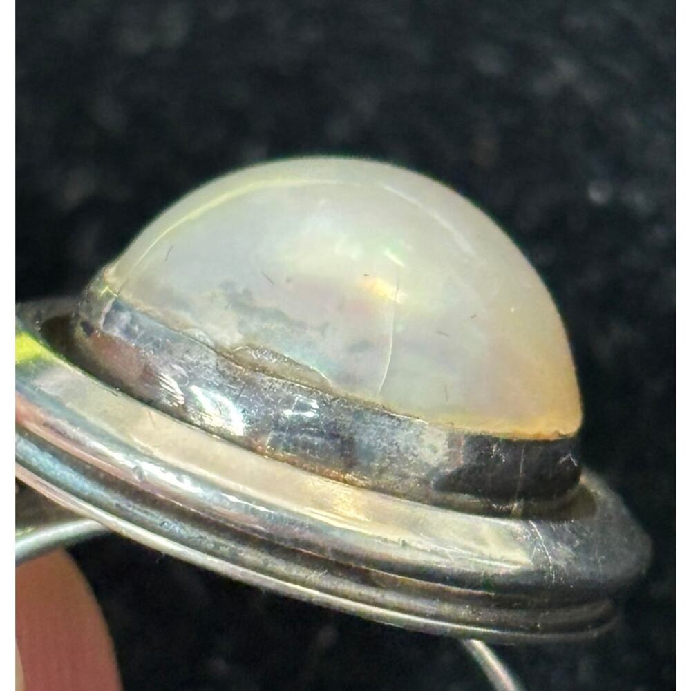 DAMAGED-Artie Yellowhorse Navajo Sterling Silver Mabe Pearl Ring Size 9 #64589 - Picture 3 of 12